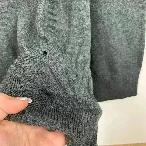 LOFT Grey lace Detail Longsleeve Swoop-Neck Crewneck Sweater WOMENS Small - Picture 3 of 6